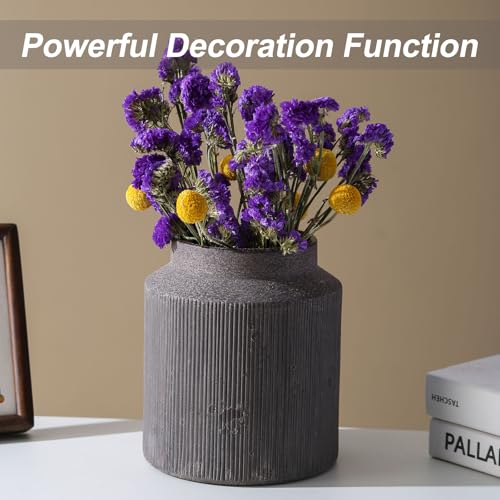 Farmhouse Vase for Home Decor, Vintage Rustic Terracotta Flower Vase Suitable for Home Decor, Living Room, Shelf, Dining Table. 7IN. - color: Brown and Black, size: 6.1 x 7 inches