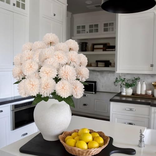 Zythrem 36 Heads Silk Flowers for Home Decor Indoor Artificial Flower Bouquet Chrysanthemum Flowers Artificial 19" Champagne Flowers Silk Flower Arrangement for Table Centerpiece Farmhouse - color: Champagne