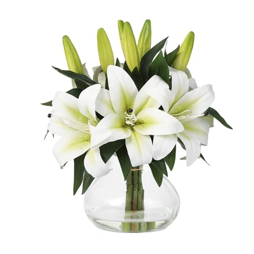 GarveeHome Artificial Lily Flower, Faux Lily Flowers Stems for Vase, Silk Fake Flowers for Home Table Office Wedding Party Decor (Milky White) - color: Tiger Lily ,Milky White