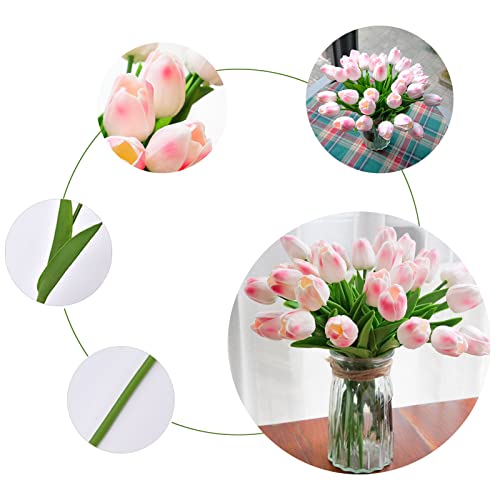 30pcs Real Touch Tulips PU Artificial Flowers, Fake Tulips Flowers for Arrangement Wedding Party Easter Spring Home Dining Room Office Decoration (Light Pink) - color: Light Pink