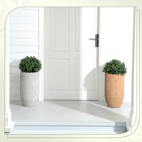 Yunlly 2 Pack 18" Artificial Boxwood Ball Bush Topiary Trees Fake Outdoor Plants, Realistic UV Resistance Faux Shrubs with Spike Greenery Topiary for Front Porch Garden Yard Patio Indoor (Green) - color: Green
