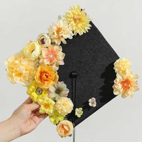 Artificial Flower Heads Combo - 48pcs Yellow Silk Flowers Bulk Faux Rose for Wedding Decor, Bridal Bouquets, Graduation Parties, Cake Toppers & Home DIY Crafts - color: Yellow 1