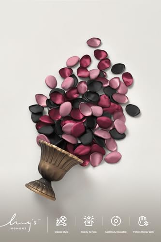 Ling's moment Wedding Artificial Flowers Package, Bridal Bouquet, Bridesmaid Bouquets, Boutonniere for Men, Rose Petals.Black Baccara Red - color: Red-black Baccara & Red