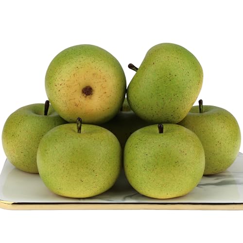Gresorth 6pcs High Grade Fake Green Apple Decoration Artificial Realistic Fruit Simulation for Home Party Holiday Christmas Display - color: K