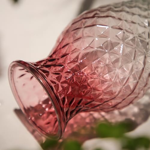 Vase for Flowers Small Glass Vases for Home Decor Table Centerpieces Living Room Bedroom Bookshelf Kitchen Modern Office Wedding Decoration Vintage Flower Vases Red White - color: Red White