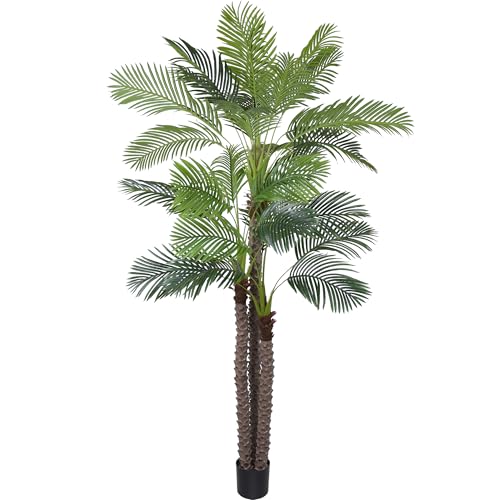 9FT Artificial Palm Tree - Tall Fake Palm Tree with 31 Lifelike Leaves & Realistic Trunk, 108" Large Faux Tropical Phoenix Palm Plant for Home Living Room Poolside Office Hotel Mall Decor - size: 9ft