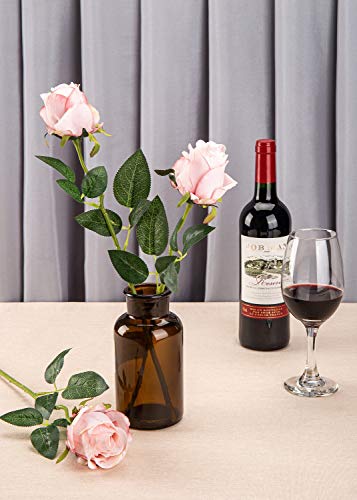 10pcs Artificial Rose Flowers Long Stem Fake Silk Roses for DIY Wedding Bouquet Table Centerpiece Home Decor (Light Pink) - color: Light Pink