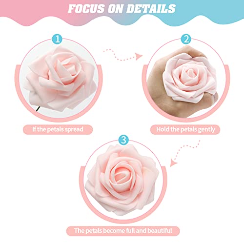 DerBlue 60pcs Artificial Roses Flowers Real Looking Fake Roses Artificial Foam Roses Decoration DIY for Wedding,Arrangements Party Home Decorations (Shades of Dusty, 60pcs Regular 3") - color: Shades of Dusty
