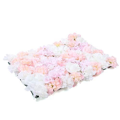 16"x 24" Artificial Flower Wall Panels,Flower Wall Mat Silk Flower Panels for Outdoor Garden Backyard Fence Fence Privacy Screen and Indoor Wall Decor(8Pcs Light Pink) - color: 8Pcs Light Pink