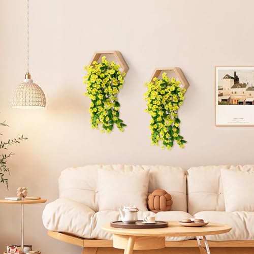 ZFProcess Artificial Fake Hanging Flowers Plants for Outdoor Spring Summer Decoration, 2PCS Faux Silk Violet UV Resistant Look Real Trailing Vines for Outside Home Planter Porch Patio(Yellow) - color: A Yellow