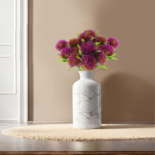 pson 10Pcs 11 Inch Artificial Dandelion Flowers, Faux Plastic Bouquets Shrubs for Home, Wedding, Garden, Party, Indoor/Outdoor Decoration(Purple) - color: Purple