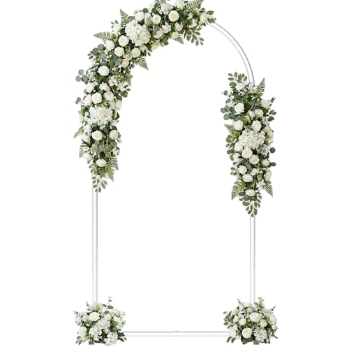 6.6FT Metal Wedding Arch Backdrop Stand,Stable Wedding Arch Frame for Wedding Ceremony Birthday Party Baby Shower Graduation Anniversary Floral Decoration,White - size: 6.6x3.3FT White