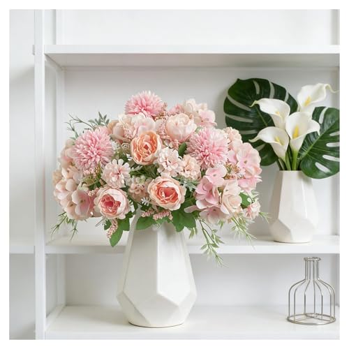 Simulated Flowers, European Colorful Peonies, Simulated Flowers, Finished Bouquets, Home furnishings, Wedding DIY Decorative Flowers(Color12)