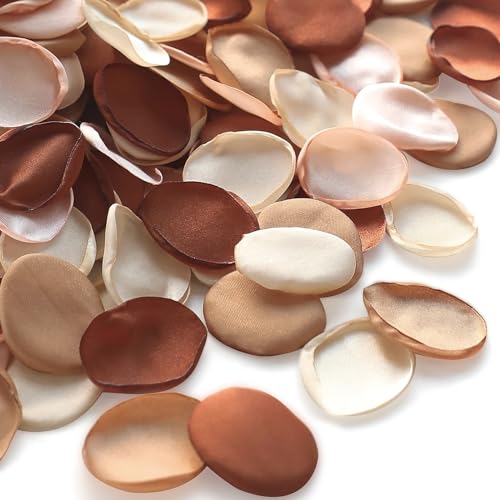 Floroom 300pcs Rose Petals Earth Tones Brown Faux Silk Flower Petals for Wedding Flower Girl Basket Aisle Scatter Dinner Table Centerpieces Party Confetti Bridal Shower Romantic Night Decoration - color: Earth Tones, size: 300pcs