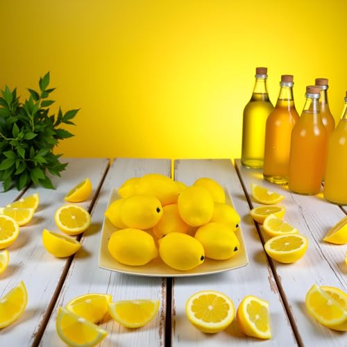 6Pcs Yellow Artificial Lemons,Fake Fruit for Party Christmas Kitchen Home Lifelike Wedding Beverage Shop and Fruit Store Simulation Decoratio,Artificial Plants Flowers and Fruit