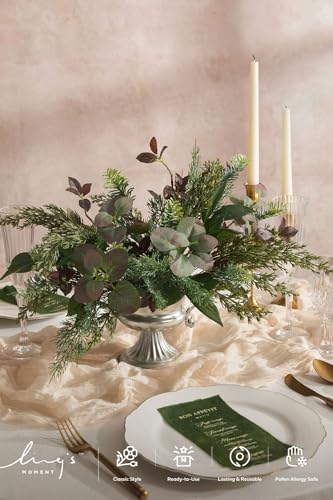 Ling's moment Artificial Greenery Stems Box Set, Faux Greenery Picks for DIY Bridal Bouquets Wedding Floral Arrangement Table Centerpieces, Black Forest - color: Greenery Combo- Black Forest