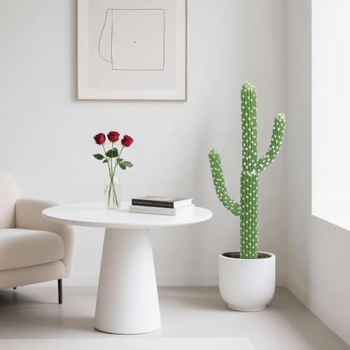 momoplant Artificial Cactus Succulent Plant, 34 Inch Tall Faux Fake Desert Cacti Plant with Black Planter for Home Garden Office Floor Decor - size: 34inch-new green