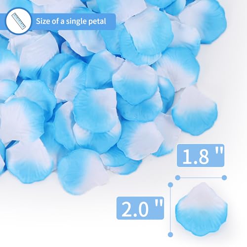 1000 Pcs Artificial Fake Rose Petals,Flower Petals for Romantic Night, Engagement, Party, Wedding, Event Flower Decorations, in Bulk(Light Blue and White) - color: Light Blue and White, size: 1000Pcs