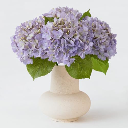 ZYTUYO 20inch 4PCS LilacLight Purple Hydrangea Artificial Flowers Lilac Real Touch Fake Hydrangeas with Long Stem for Indoor Outdoor Porch Living Room Home Decor Party Wedding Xmas Table Centerpieces - color: Light Purple
