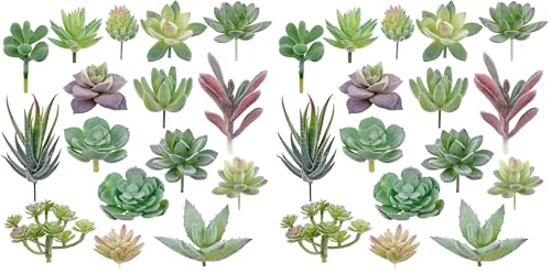 Augshy Artificial Succulents, 32 Pack Fake Succulents Plants Artificial Small Fake Plants Faux Succulents Unpotted for Lotus Landscape Decorative Garden Arrangement Decor - color: Green, size: 1.5-3.5 inches (4-9 cm) (Pack of 2)