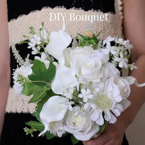 18pcs Real Touch Artificial Calla Lily Flowers for Decoration, Outdoor Wedding Bouquets, Lifelike Faux Flowers for Home, Garden, Party, and Event Decor (White) - color: White