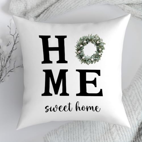 Fokongna Sweet Home Floral Pillowcase 18 x 18 Inches, Cottagecore Wildflower Botanical Decorative Lumbar Pillow Covers, for Home Sofa Couch Porch Patio Bedroom Pillowcase - color: Home Pillow