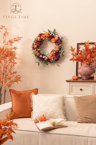 TINGE TIME Silk Fake Flowers Combo, Fake Foam Dahlia with Stems for DIY Wedding Bouquets Centerpieces Baby Shower Party Home Decorations(Burgundy & Burnt Orange) - color: Burgundy & Burnt Orange