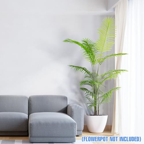 E&K 6FT Artificial Palm Tree with Plastic Nursery Pot, Fake Areca Palm Tree Artificial Plant Faux Trees for Home Office Garden Indoor Outdoor Decor (1 Pack) - color: Areca Palm, size: 6ft