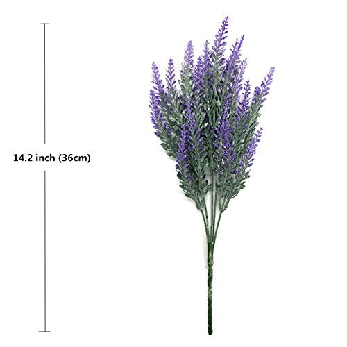 CATTREE Artificial Lavender for Decoration, Fake Flowers Flocked Plants Plastic Faux Flower Bundles Outdoor Indoor Wedding Bouquet Kitchen Table Centerpieces Arrangements DIY Decor - Purple 5 Pack - color: Lavender-purple-5 Pcs