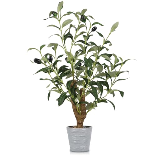 TOARTi Artificial Small Olive Tree Potted Plant with Stone Pot, 11.8" Tall Japanese Bonsai Tree Faux Plants Desk Plant, Realistic Greenery Decor for for Home Bedroom Bathroom Office Desk - color: Olive-single Stem 11.8''