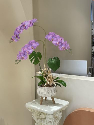 38" Artificial Phalaenopsis Flowers 6PCS Purple Orchids Artificial Orchid Flowers Stem for Wedding Party Office Home Décor(Purple) - color: Purple