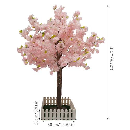 Artificial Cherry Blossom Trees Light Pink Fake Sakura Flower Cherry Tree Faux Cherry Blossom Tree Cherry Blossom Trees for Indoor Outdoor Home Party Decor (5FT Tall/1.5M) - color: Light Pink, size: 5FT Tall/1.5M