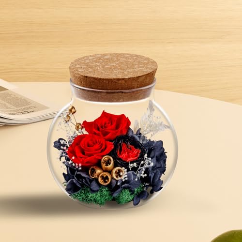 NATROSES Christmas Birthday Gifts for Women - Handmade Preserved Flowers Wish Bottle for Valentine's Day, Mother's Day, Anniversary, Home Decor (Red) - color: Red