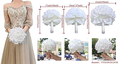 Handmade Wedding Bouquet Artificial PE Rose Bridal Bridesmaid Bouquet with Soft Ribbons Wedding Hand Holding Bouquet Artificial Fake Flowers Toss Bouquet(A-Emerald Green, 7.9"/20cm) - color: A-emerald Green, size: 7.9"/20cm