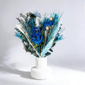 Boho Decor Bouquet Blue Pampas Grass Dried Flowers and Artificial Flowers for Home Office Wedding Centerpieces Vases