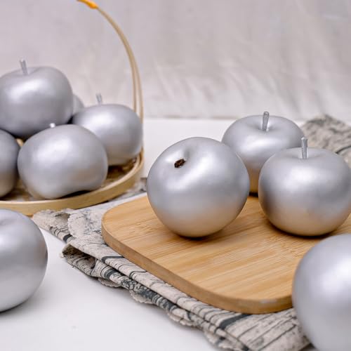 Gresorth 6 PCS Artificial Silver Apple Decorative Fake Apples Fruit Model Home Party Christmas Decoration - color: Silver Apple