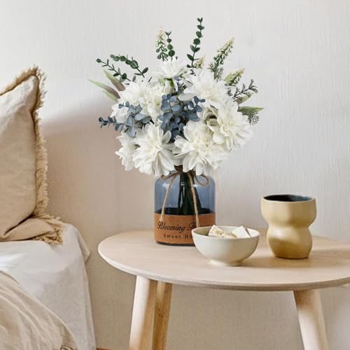 Leftover Faux Flowers in Vase,Artificial Flowers,Table Centerpieces for Dining Room,Flower Centerpieces for Tables,Fake Flowers in Vase,Kitchen Table Decor,Coffee Table Decor - color: White