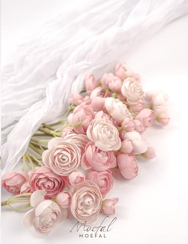 Ranunculus Artificial Flowers 18pcs, Faux Silk Mini Ranunculus Bulk Fake Wedding Filler Flowers for DIY Bouquets Centerpieces Bridal Shower Decorations Arrangements, Dusty Rose - color: Dusty Rose
