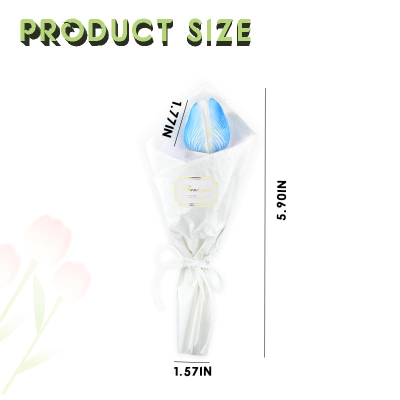 Tulip Home Decor Light Blue Flower Bouquet Fake Silk Tulips Flowers with Stems Real Touch Summer Decoration Artificial Flowers for Outdoors Indoor Single Flower Bouquet Dining Table Centerpiece Decor - color: Light Blue