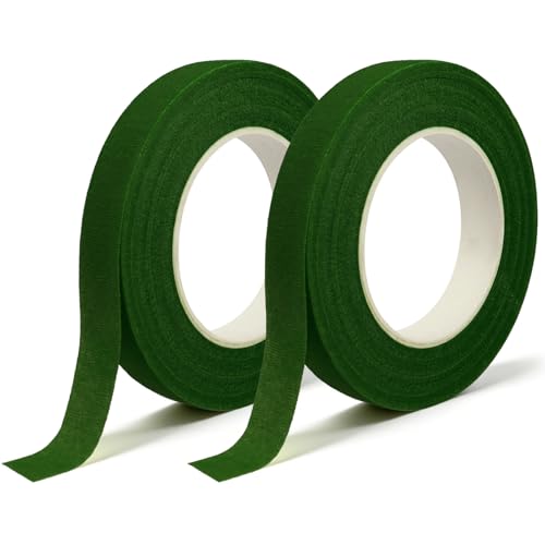 DOMMARE Floral Tape Green Flower Tape, 2Pcs Flower Wrapping Tape, 1/2 Inch Floral Bouquet Supplies for Bouquet Floral Arranging Flowers Stem Wrapping, Wedding Bouquet, Wreath, Garden Decor, 32 Yard - color: 2Pcs Green, style: Normal & Non-sticky