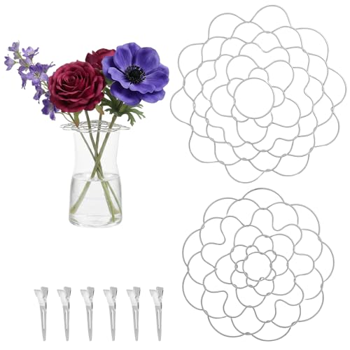 Xinjoduz 2PCS Blossom Grid Reusable Stainless Steel Flower Arrangement Holder Used for Easy Vase Floral Arranging Art(5in, 6in)