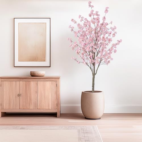 Nafresh Tall Artificial Cherry Blossom Tree - 8Ft(96'), Realistic Potted Silk Faux Cherry Blossom for Indoor/Outdoor Home Office, Living Room, Bedroom, Porch Floor Decor - size: 8ft