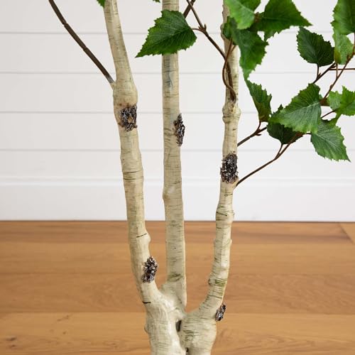 Nearly Natural 6ft. Artificial Birch Tree with Real Touch Leaves - size: 6ft