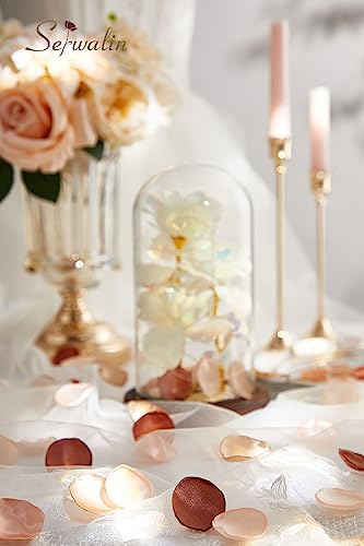 Serwalin 500Pcs Silk Rose Petals Artificial Flower Petals for Weddings Fake Rose Brown Petals Proposal for Wedding Aisle Runner Bridal Shower (4 Color Mixes) - color: A Wonderful Brown, size: 500pcs