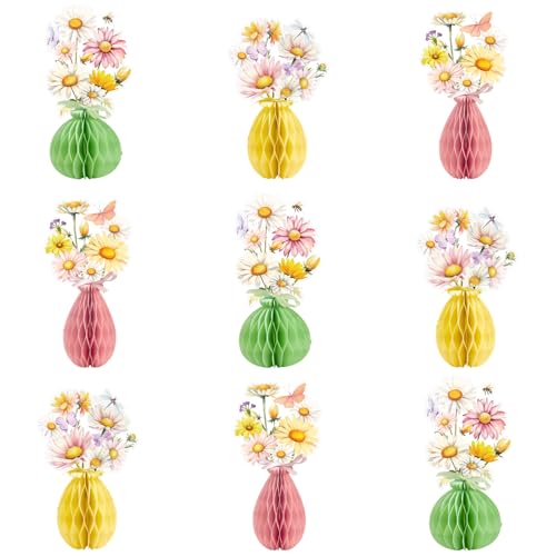 Hopecore 9 PCS Daisy Flowers Centerpieces Daisy Flowers Birthday Party Decorations Honeycomb Table Centerpieces Supplies for Home Wedding Baby Shower Decor - color: Daisyflower