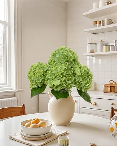 DuHouse 5Pcs Large Hydrangea Artificial Flowers,20 inch Latex Real Touch Hydrangeas Lifelike Hydrangea Flower for Home Wedding Bouquets Centerpieces Party Living Room Outdoors Decoration(Green) - color: Green, size: 5pcs