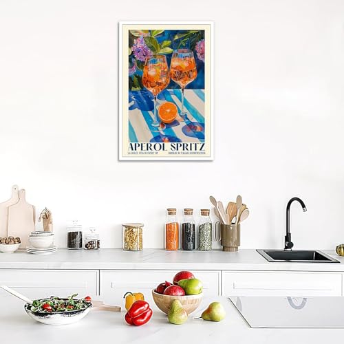 Vintage Cocktail Poster Trendy Aperol Spritz Canvas Wall Art Minimalist Elegant Preppy Cocktail Aesthetic Prints Painting For Home Bedroom Bar Cart Living Room Wall Decor 16x24in Unframed - color: style 02, size: 16"L x 24"W
