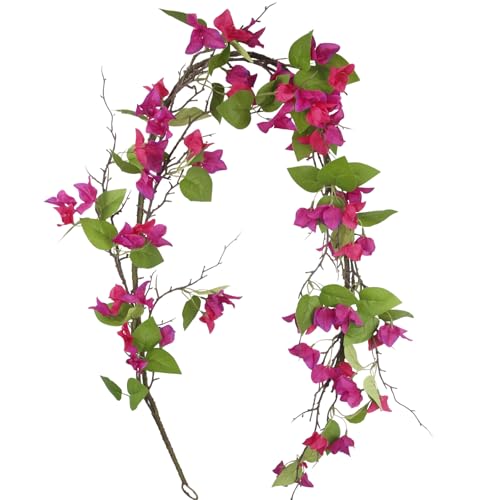 CITYES Artificial Bougainvillea Flowers Garland Fuchsia Silk Bougainvillea Vines UV Resistant Realistic Faux Hanging Flowers Plants for Outdoor Outside Summer Decoration Porch Patio Balcony Yard Wall - color: Fuchsia