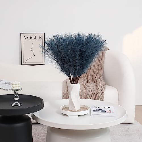 Wertuirk 60pcs Blue Pampas Grass - 24 Inch Faux Pampas Grass Decor , Tall Pompas Grass for Floor Vase, Table Centerpieces, Wedding, Party and Blue Living Room Decor - color: Blue, size: 60 Pieces