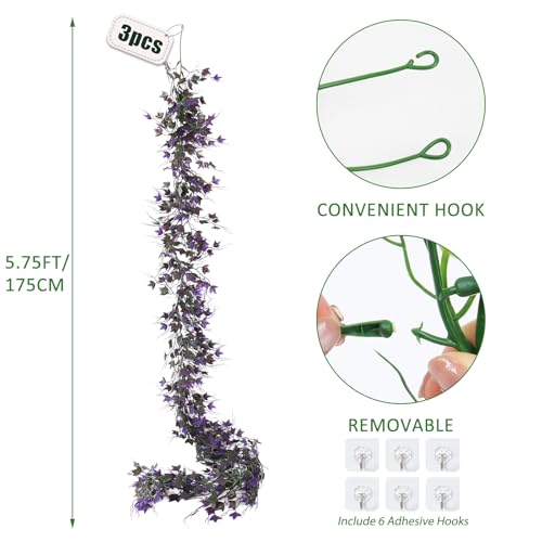 RECUTMS Artificial Vines Outdoor Ivy Garland Room Decor for Bedroom Aesthetic Garlands for Decoration Fake Leaves Fake Plastic Plants for Indoor Home Outdoor Garden Proch Backyard Arch Decor(Purple) - color: Purple, size: Ivy Garland